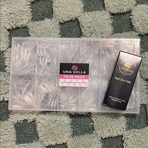 Una Gella, false nails and nail glue set, opened nails but never used